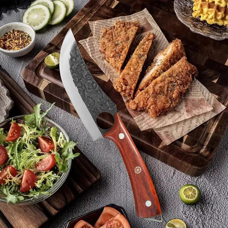 Hand Forged Knife Multifunction Butcher Meat Cleaver Sharp Boning Knife Cutting Knife Stainless Steel Kitchen Fruit SlicingKnife