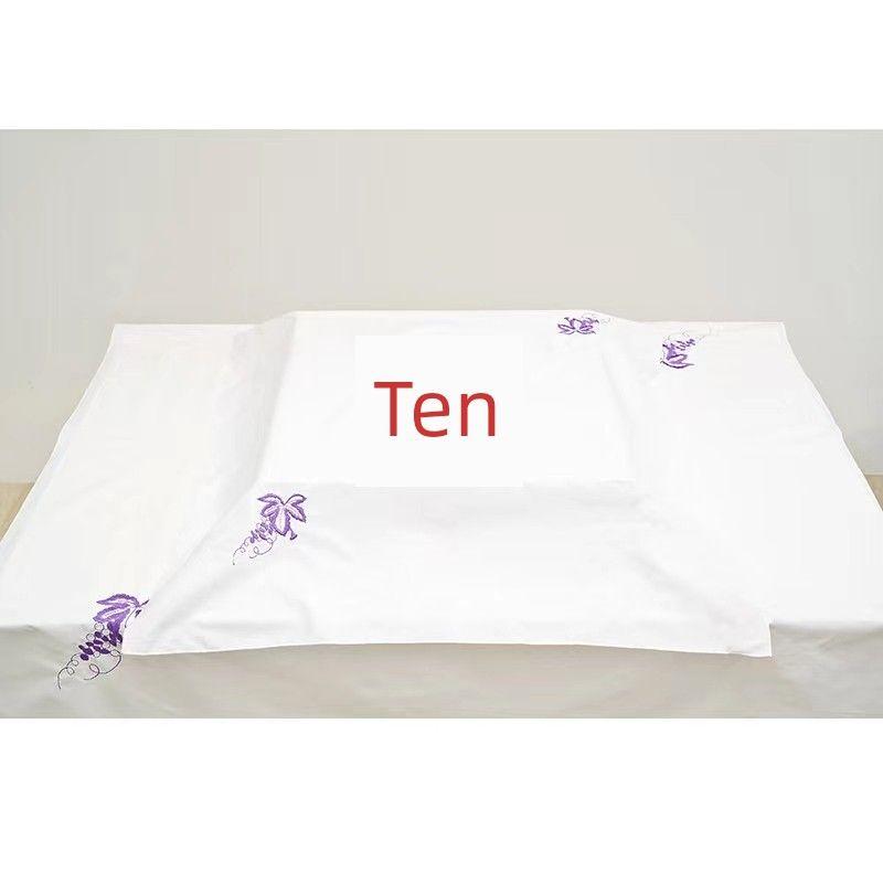 

Cross Embroider Placemat White Dining Table Fabric Plate Dust Cover Tableware Cover Cloth Genuine Fabric White 80*80cm