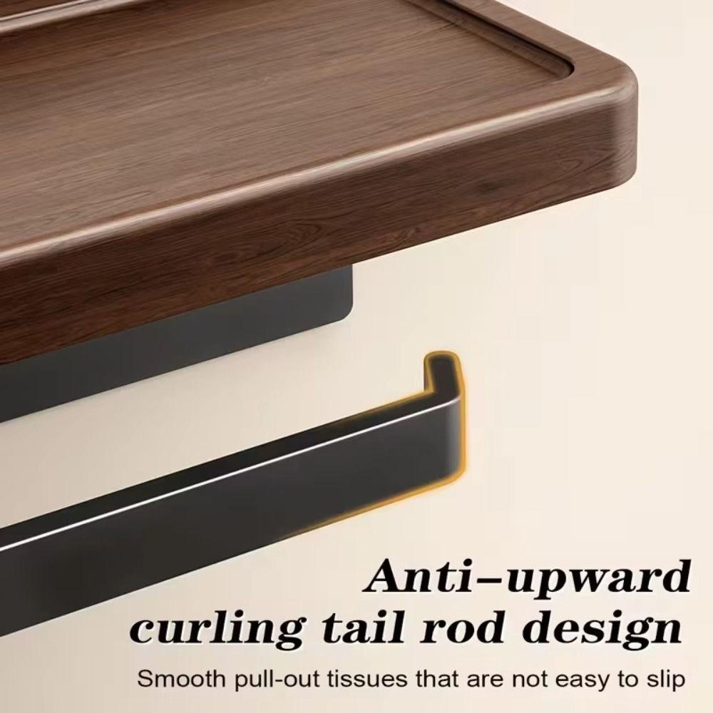 Wood Material Toilet Paper Roll Dispenser with Storage Tray Bathroom Tissue Roll Rack  Home