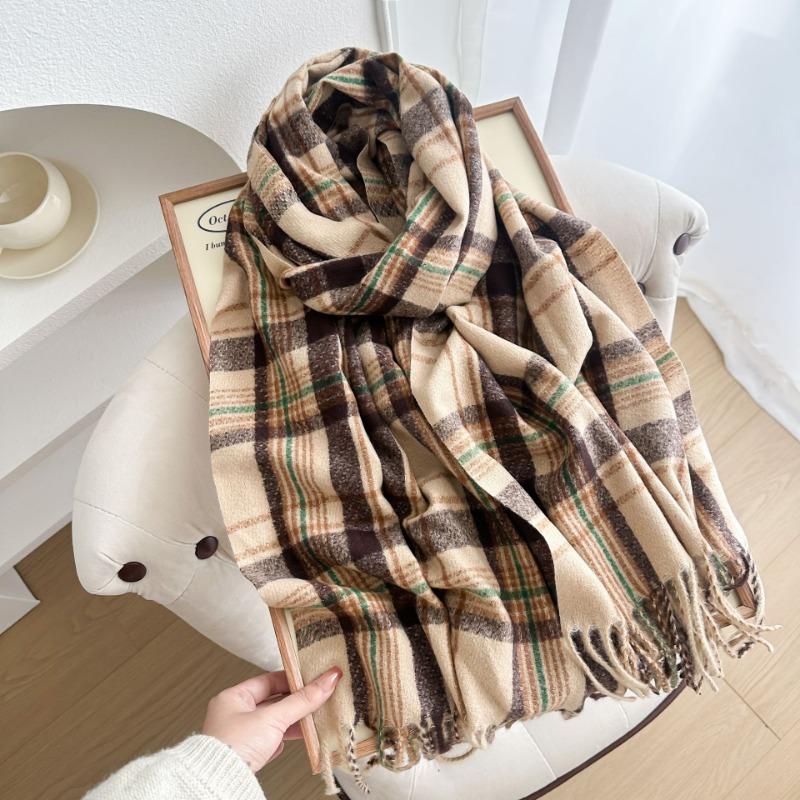

Lazy Wind Fashion British Plaid Brown Scarf Women s Winter Plaid Shawl Warm Scarf 66-180cm