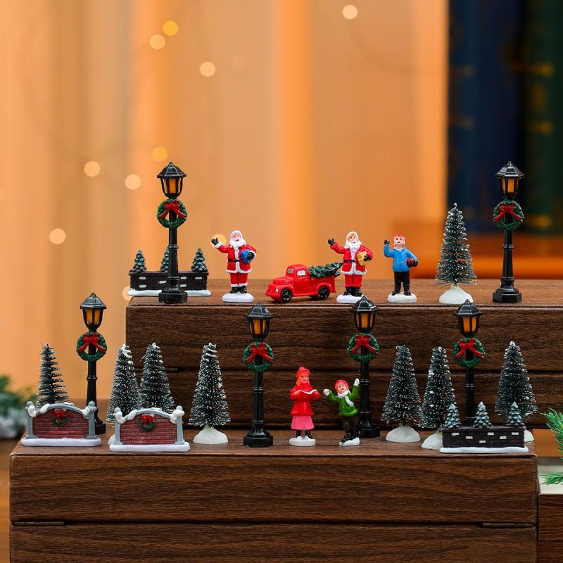 Christmas Desktop Scene Decoration Set Resin Figurines Xmas Ornaments Small