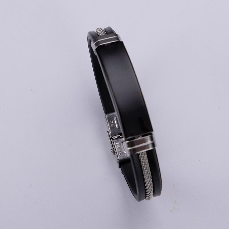 Ретро Мужской Браслет из Нержавеющей Стали и Силикона