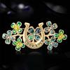 Luxury Shell Four Leaf Clover Brooches for Women Unisex Rhinestone Plant Pins Keychain Event Party New Gifts Jewelry Accessories