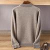 Men's Spring & Autumn Half-High Neck Zip Sweater - Casual, Versatile, Solid Color Pullover