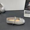 Ballet style bow hollow woven one-word buckle shallow mouth single shoes women's spring and summer 2025 new x Mary Jane shoes