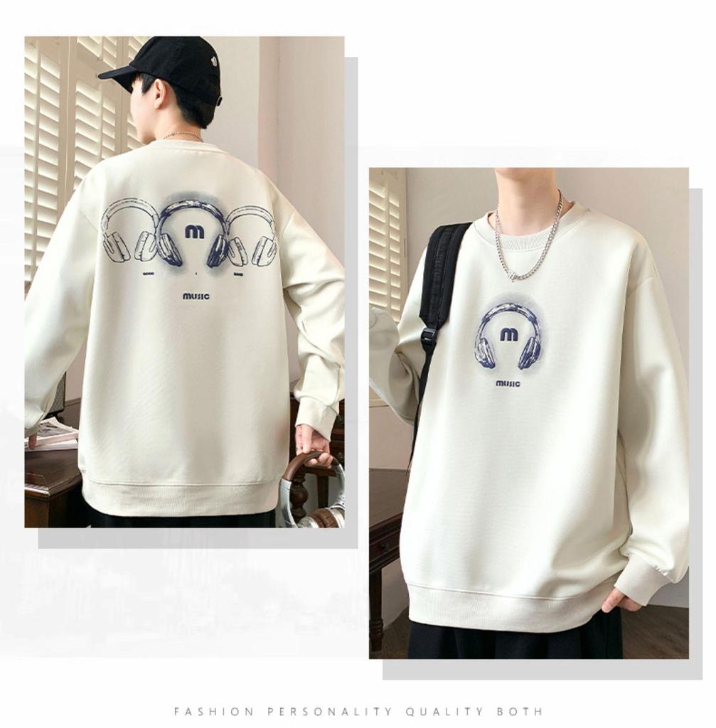 Men's Round Neck Hoodie, New Style: Spring, Autumn & Winter, Plus Velvet, Long Sleeve, Youth & Big Kids Trendy T-shirt