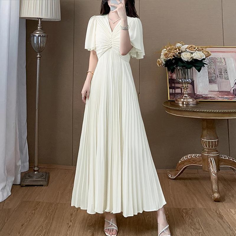 ZANZEA Women Casual V-Neck Summer Short Sleeve Long Dress