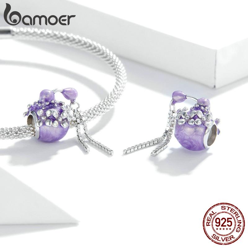 Bamoer 925 Sterlingsølv Utsøkt Elegant Liv Serie Sjarmperle Håndveske Leppestift og Solbriller Hatt Anheng for Originalt Armbånd DIY Smykker