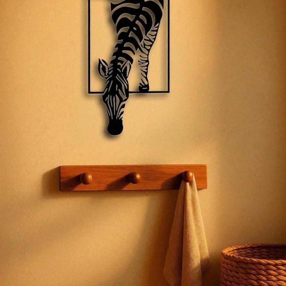 Modern Metal Zebra Wall Decor Black White Animal Print Art