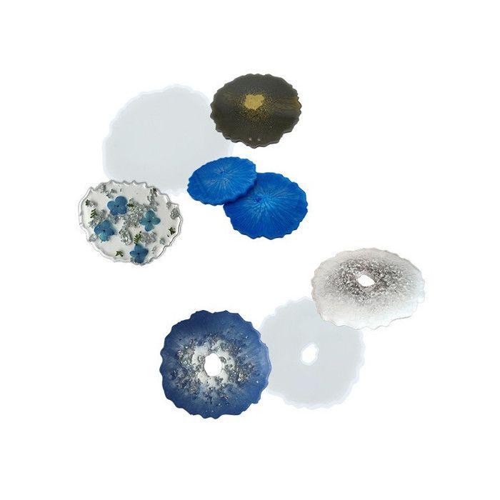 2 moules en silicone - Modèle géode - Sous-verre - Décoration - Cléopâtre