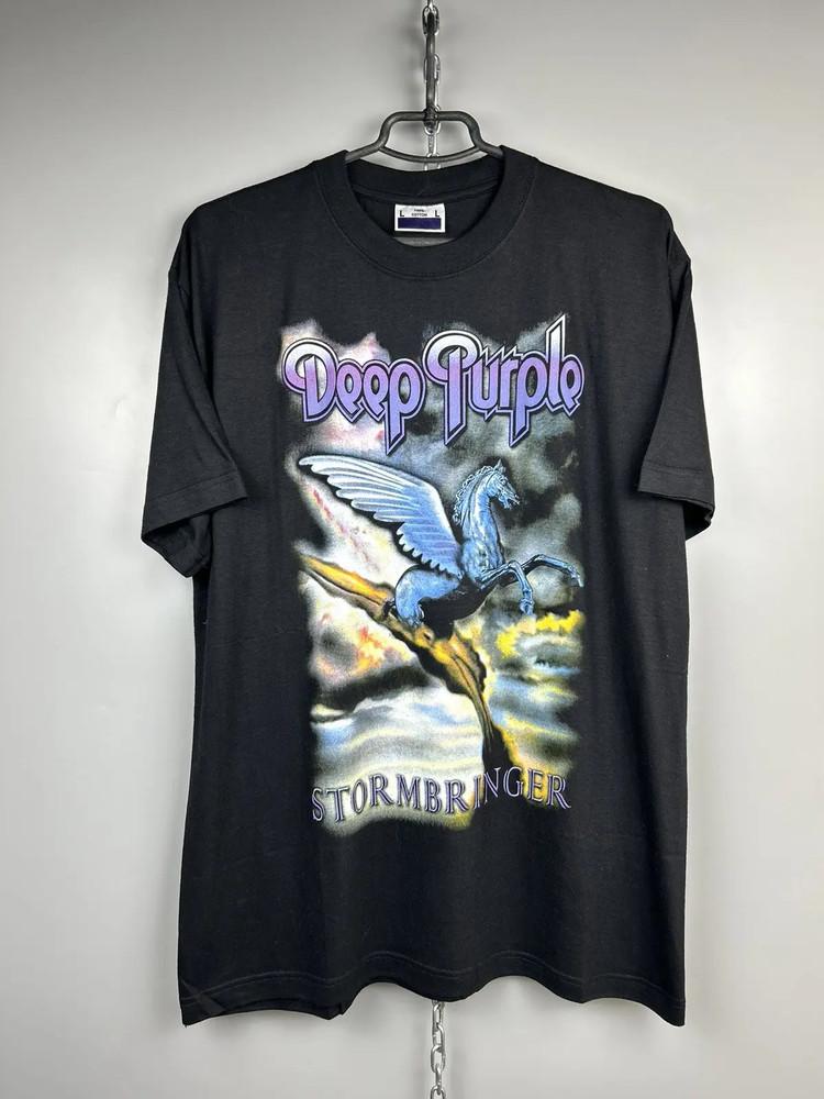 Винтажная темно-фиолетовая футболка с концерта группы 90-х Унисекс L