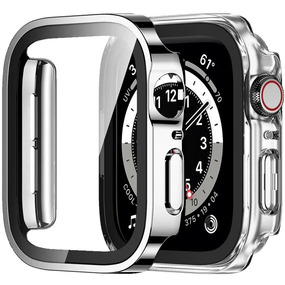 2PCS Waterproof Case for Watch 7 8 9 45mm 41mm-44-40mm Bumper Screen Protector 2 PACK Edge Cover iWatch 5 SE 6 Accessories