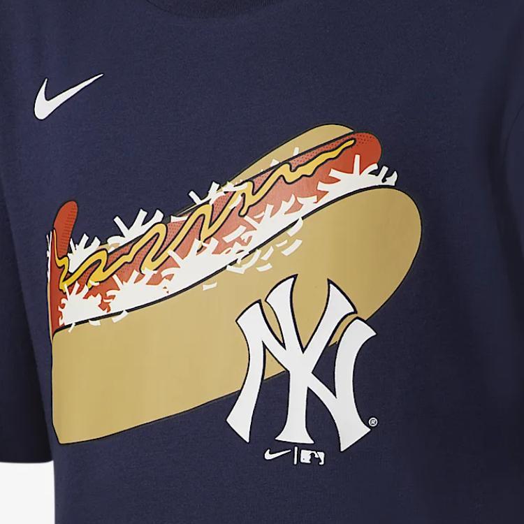Nike X MLB Collaboration T-Shirt New York Yankees Comfortable Soft Skin-Friendly Fashion Short Sleeve Kids Tops Deep-Navy DX5241-410