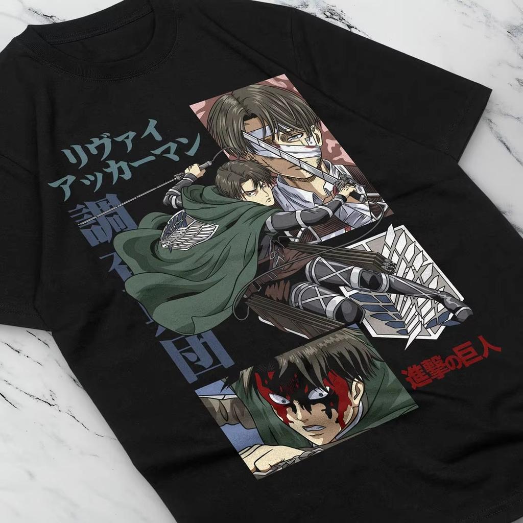 Levi Ackerman Printed T-Shirt Shingeki No Kyojin Anime Shirt Women's Y2k Top Harajuku Gothic Graphic T-Shirt Anime Figure
