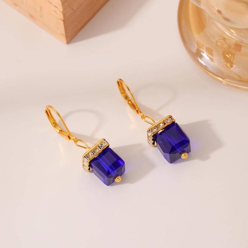 New Woman Fashion Jewelry High Quality Blue Pink White Purple Crystal Zircon  Earrings