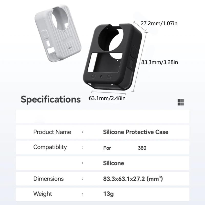 360 Camera Silicone Case Shock Resistant Anti Drop Cover Lens Protector Easy Access Ports And Quick Release Adapter