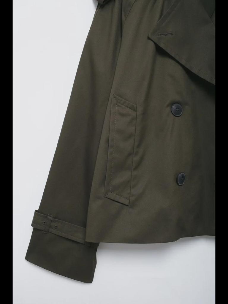 Autumn 2024 Women's European & American Style Double-Breasted Short Windbreaker.