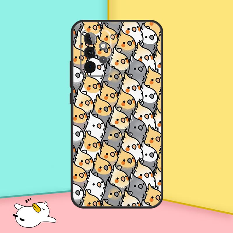 Cartoon Cockatiel Collage Case For Samsung Galaxy A34 A54 A14 A36 A56 A06 A13 A53 A32 A12 A22 A52 A35 A17 A16 A55 A15