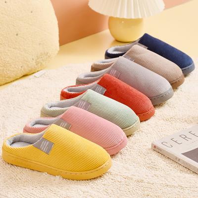 Cotton Slippers Autumn and Winter Indoor Household Home Couple Thick Bottom Warm Non-slip Velvet Slippers Winter