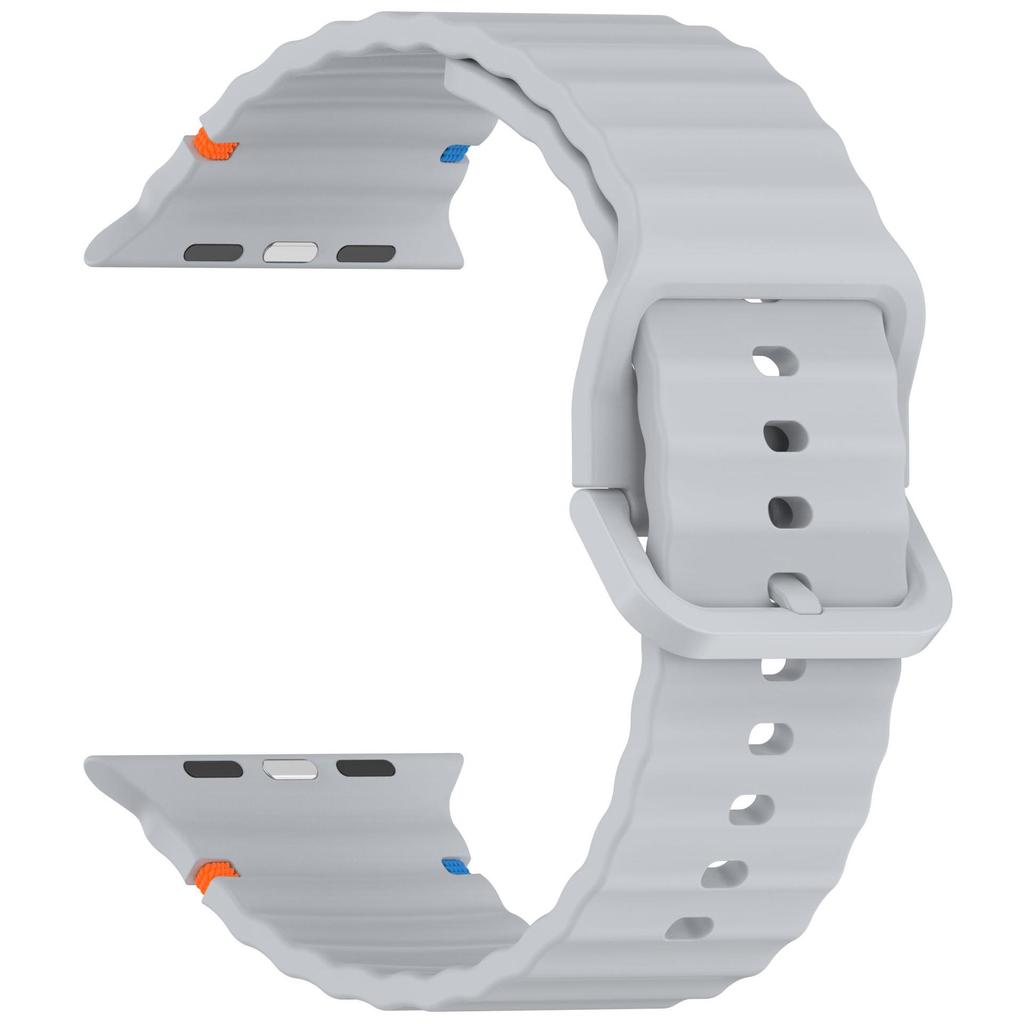 Wave Pattern Silicone Strap: Compatible with Apple Watch Series 7/8/9/10, Colorful Buckle, Ultra Replacement Wristband