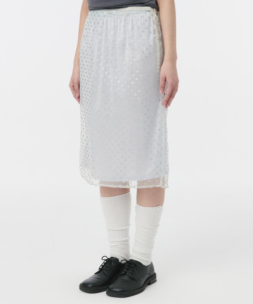Ohesio Sheer Dot Midi Skirt, Cream