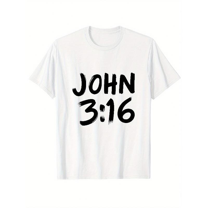 European sizes Men's T-shirt, John 3:16 Christian Faith Declaration casual wear, Christmas Resurrection Birthday religious cross pattern T-shirt