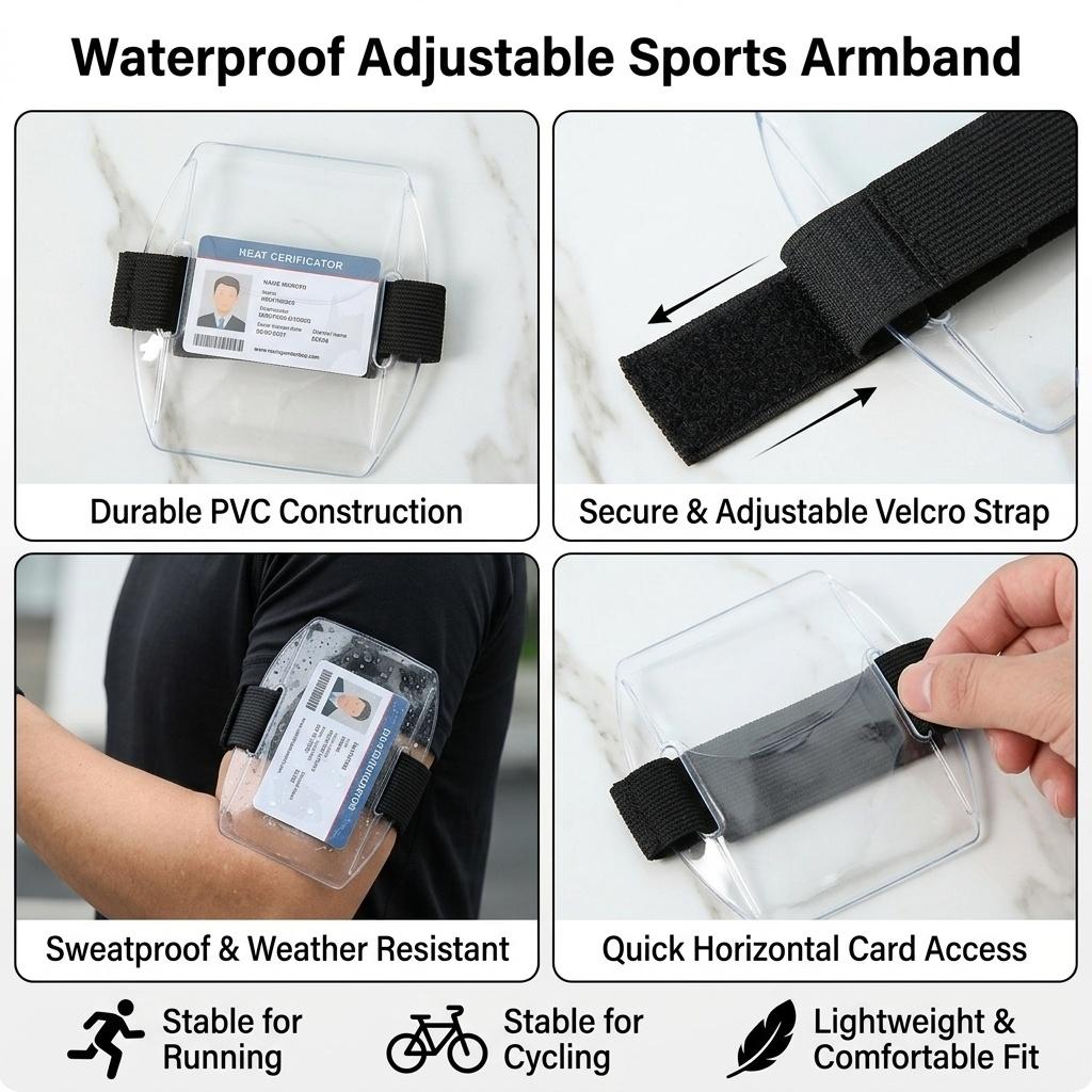 Adjustable Waterproof Arm Band Card Holder for Sports Running Cycling