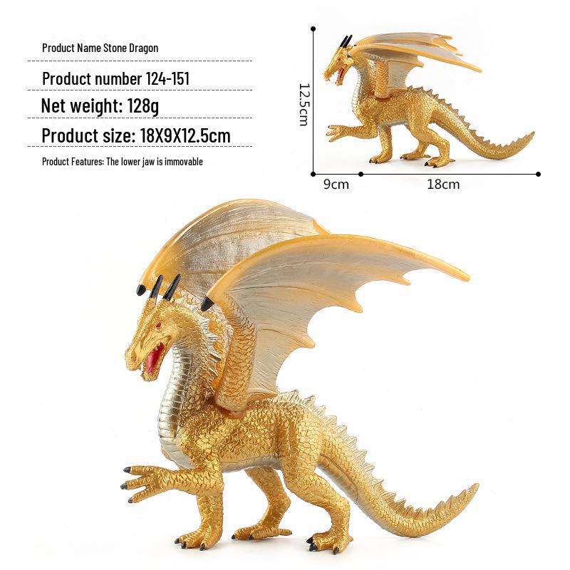 Warcraft Dragon Model Toy: Fire Rock & Stone Dragon, Movable Jaw, Dinosaur Ornament