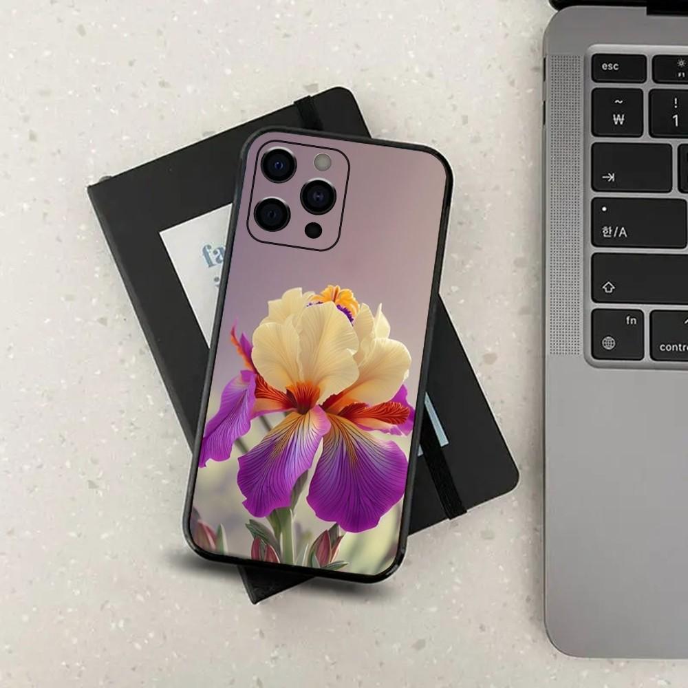 Fragrant Iris Phone Case For Apple iPhone 15,14,13,12,11,Pro,X,XS,Max,XR,Plus,Mini Soft Black Cover