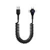 3 In 1 Retractable Usb Cable 6a 66w Fast Charging T-type Spring Data Cable Compatible For Ios Android Type-c