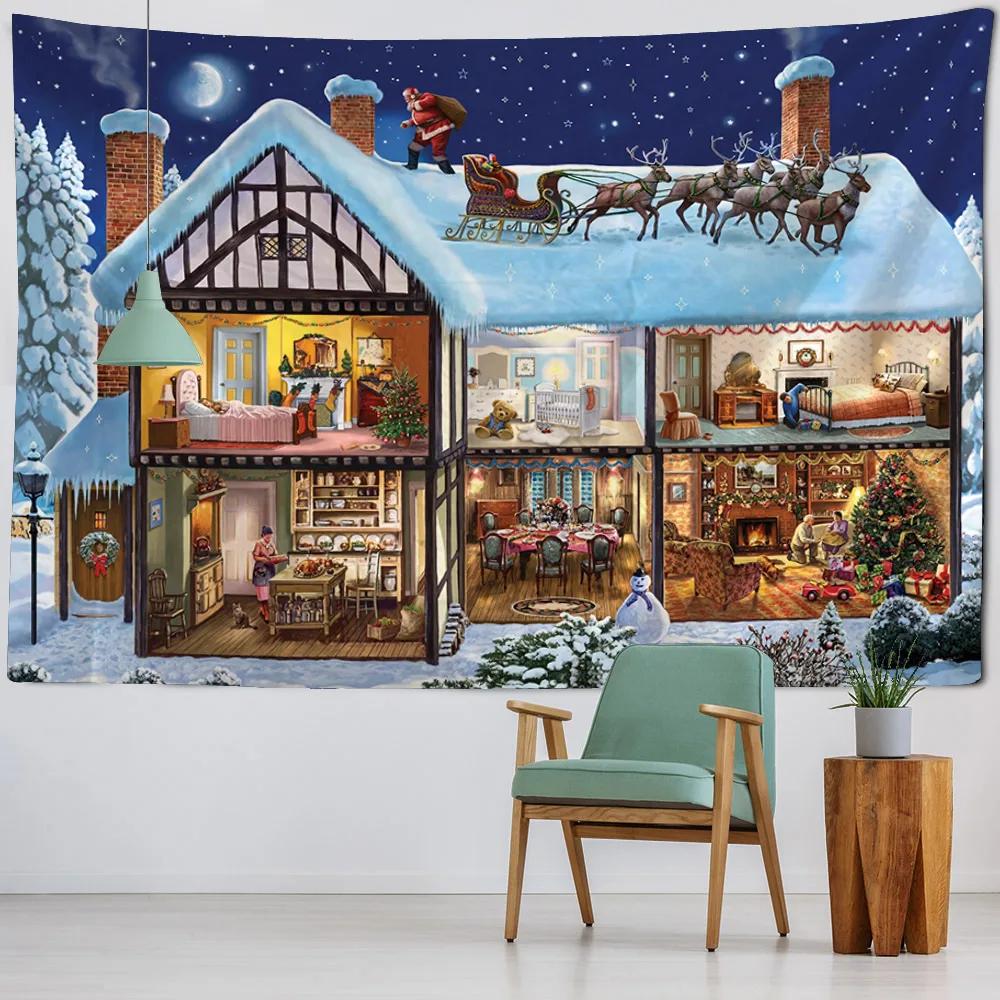 Winter Morning Christmas Reindeer Wall Hanging Tapestry Christmas Wall Hanging Tree Wall Hanging Gorgeous Christmas Tree Fireplace Gifts