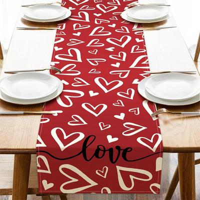 Love Heart Valentýnský stolní běhoun, palec Sezónní výročí Jídelní stůl Kuchyňská dekorace pro vnitřní domácí párty