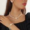 3Pcs Camellia Women'S Party Necklace Bracelet And Earrings Set Elegant Bridal Jewelry Gift