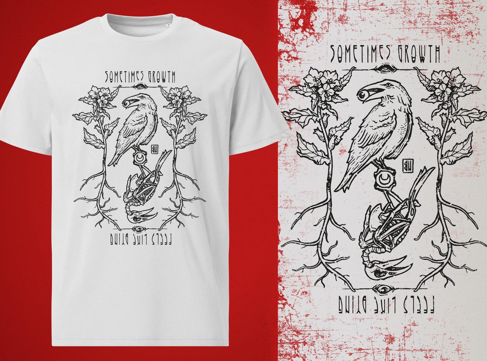 Crow Of Growth T-Shirt (black print) S