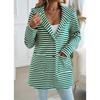 Women's Autumn and Winter New Temperament Striped Cardigan Hooded Knitted Long-sleeved Jacket