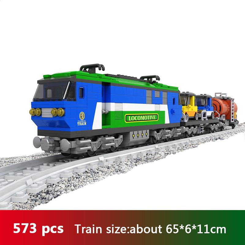 Ausini City Train Model Building Blocks Wagon Cargo Carriage Passenger Train Station Rail Tracks Locomotive Construction Toys