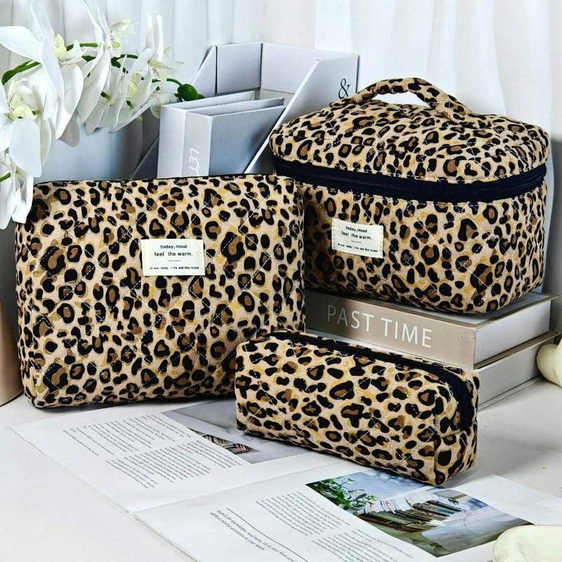 Modische Leopardenmuster Make-up-Organizer-Tasche, Große Kapazität Tragbare Reise-Kulturbeutel, Kosmetiktasche Reise-Kulturbeutel-Organizer