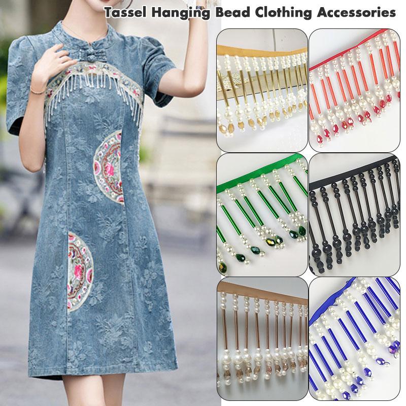 90 cm Rohr Perlen Spitzenbesatz Quaste Perlen Spitzenbesatz Für Diy Bühnenkleidung Latein Kleid Vorhang Fransen Dekor Handwerk