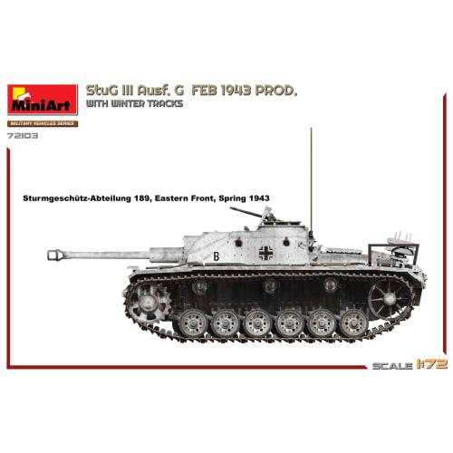 Miniart 1/72 Scale German Sturmgesch?tz III Ausf. G, Manufactured In February 1943 with Winter Tracks, Plastic Model Kit, Model MA72103