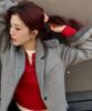 NOIRER FOR WOMAN Layered Henley Neck Signature Cable Knit (Red)
