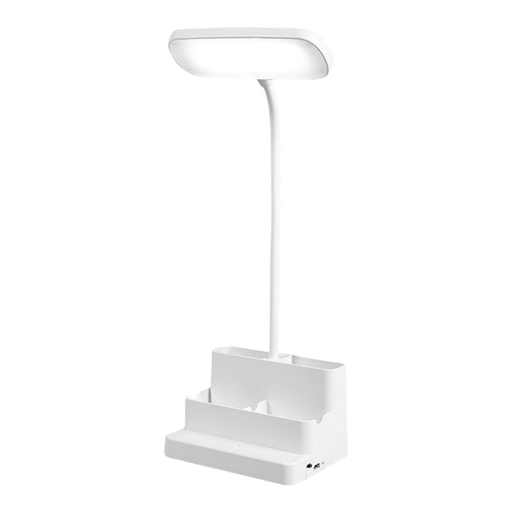 LED Reading Lamp Rechargeable Eye-Caring Lamp With Pen Organizer And Phone Holder 3 Lighting Modes Stepless Dimming Lamp For