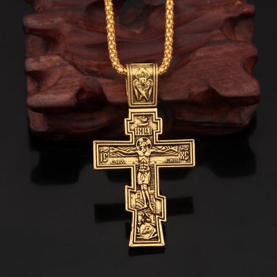 Movie Necklace Jesus Cross Necklace Crucifix Eastern Orthodox Prayer Big Pendant Cosplay Men Women Accessories Jewelry Gifts