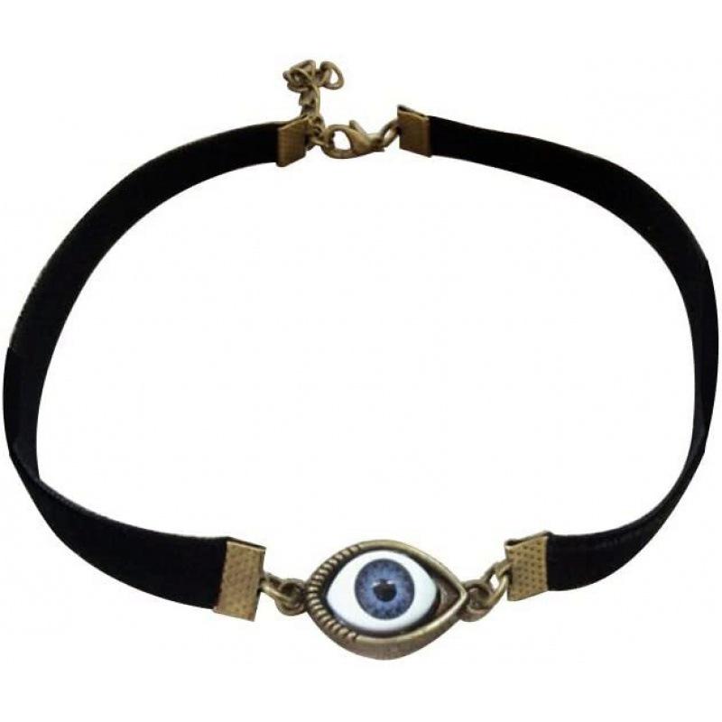 Harajuku Devil Eyeball Leather Necklace Choker Set