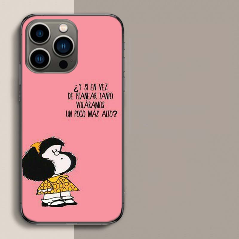 Mafalda Cartoon Phone Case For Apple Iphone 16E 16 17 Pro Max Air 15 Pro 14 Plus 12 13 Mini Cover Cute Fundas Silicone S