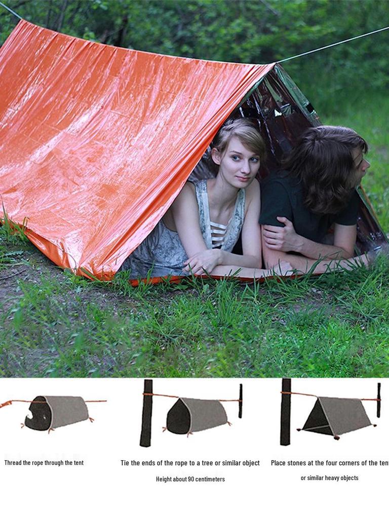 Portable Insulated Emergency Aluminum Tent: Cold-Proof, Moisture-Proof, Heat-Reflective with Thermal Protection