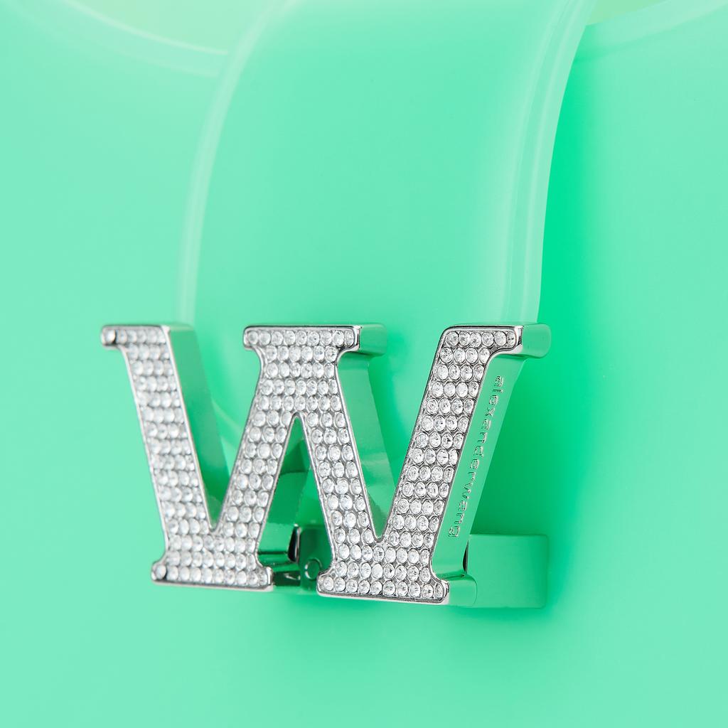 Alexander Wang W Legacy Crystal-Embellished W Logo Clasp PVC Handheld Single Shoulder Bag Small Female Mint Green