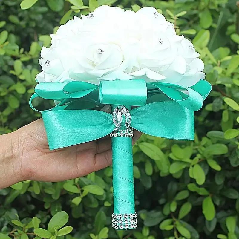 

18cm Crystal Roses With Pearl Detail Bridal Wedding Bouquet Valentine s Day Proposal Simulated Flower Arrangement Photography