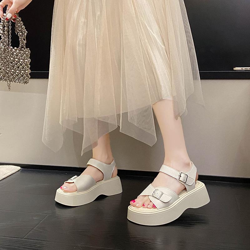 Fashion Aphixta Summer Cool Transparent Platform Shoes Women Sandals Height Increaming Buckle Thick Soled Beach Slides Plus Size 43
