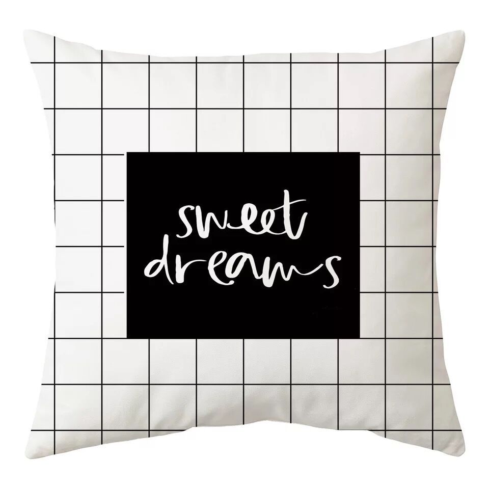 Nordic Black and White Simple Style Geometric Abstract Pillow Case Peach Leather Fleece Home Sofa Pillow Quilt Cushion