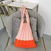 Shopping Bag Pleats Design Fold Contrast Color Wool Knit Shoulder Handbag Organ Bag Women Patchwork